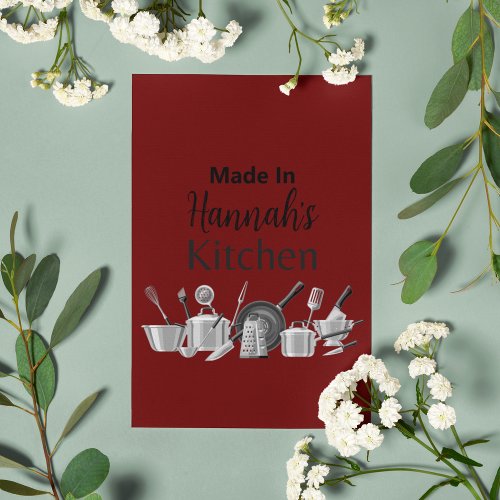 Made In Your Name Kitchen Recipe Card Any Color