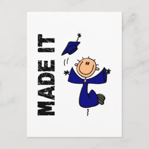 MADE IT Stick Figure Graduation Announcement Postcard