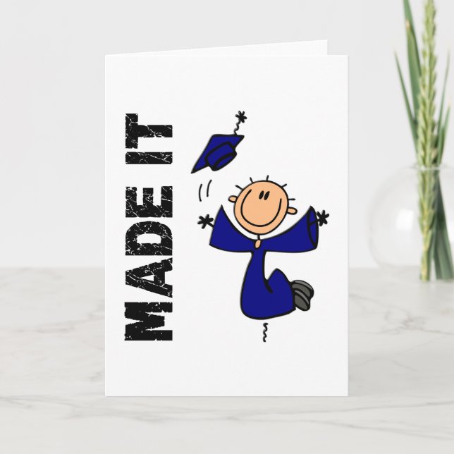 MADE IT Stick Figure Graduation Card (Front)