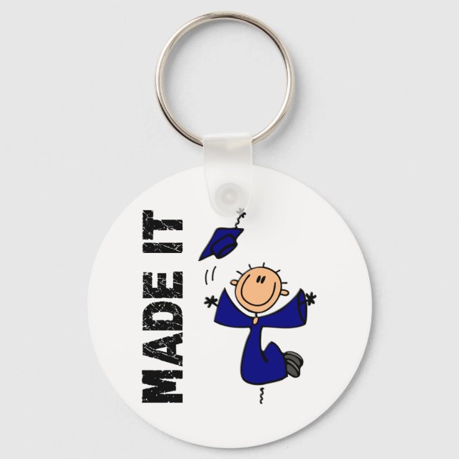 MADE IT Stick Figure Graduation Keychain (Front)