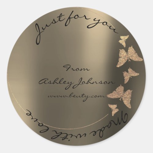 Made Love For You Name Butterfly Foxier Blush Gold Classic Round Sticker