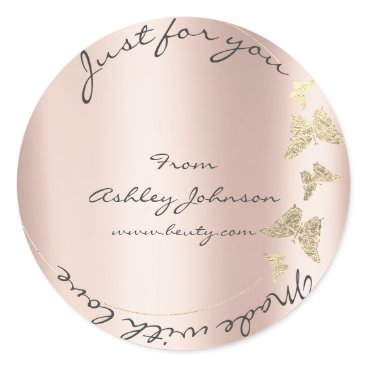 Made Love For You Name Butterfly Powder Rose Gold Classic Round Sticker Made Love For You Name Butterfly Powder Rose Gold Classic Round Sticker