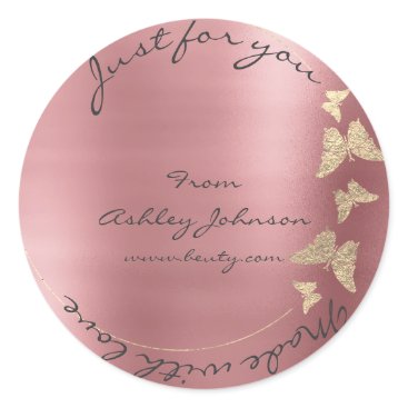 Made Love For You Name Butterfly Rose Mauve Gold Classic Round Sticker Made Love For You Name Butterfly Rose Mauve Gold Classic Round Sticker