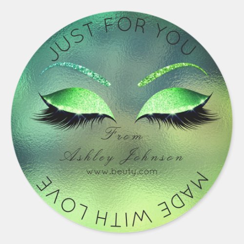 Made  Love Glitter Lashes Beauty Tropical Makeup Classic Round Sticker