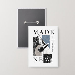 Made New 2 Corinthians 5:17 Brutalist Dove Baptism Button
