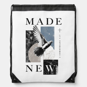 Made New 2 Corinthians 5:17 Brutalist Dove Baptism Drawstring Bag