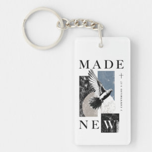 Made New 2 Corinthians 5:17 Brutalist Dove Baptism Keychain