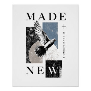 Made New 2 Corinthians 5:17 Brutalist Dove Baptism Poster