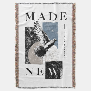 Made New 2 Corinthians 5:17 Brutalist Dove Baptism Throw Blanket
