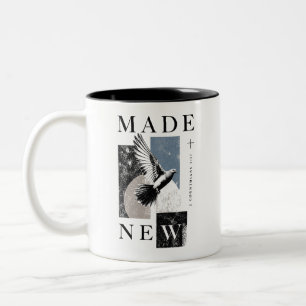 Made New 2 Corinthians 5:17 Brutalist Dove Baptism Two-Tone Coffee Mug