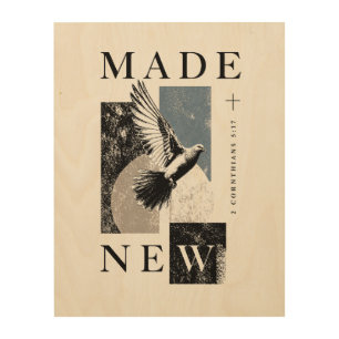 Made New 2 Corinthians 5:17 Brutalist Dove Baptism Wood Wall Art