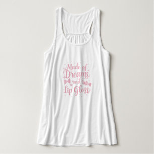 "Made of Dreams and Lip Gloss" Cute Pink Coquette Tank Top