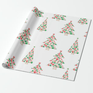 Made of paw print Christmas tree Wrapping Paper