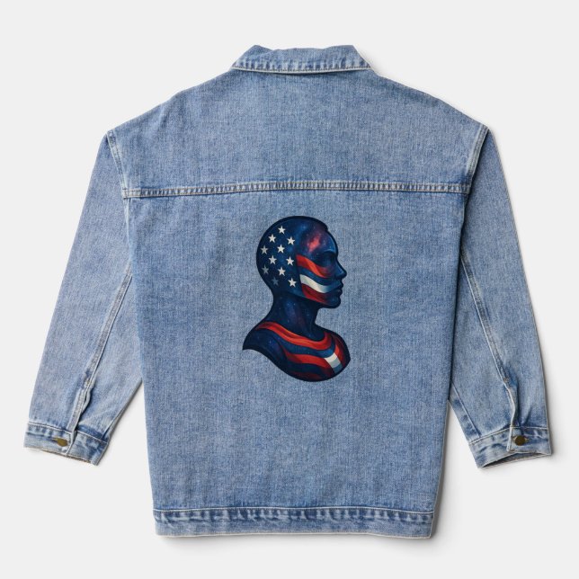 "Made of Stars & Stripes" – Celestial American Denim Jacket (Back)