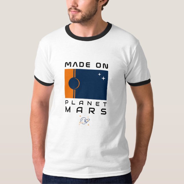 Made On Planet Mars T-Shirt with Martian Flag (Front)