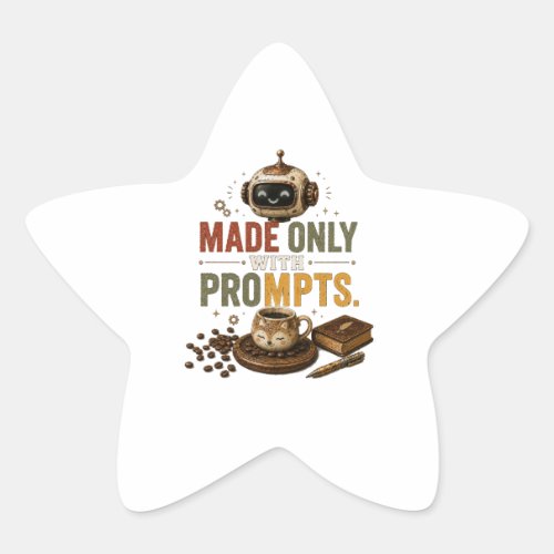 Made Only With Prompts Funny Ai Coffee Robot Retro Star Sticker
