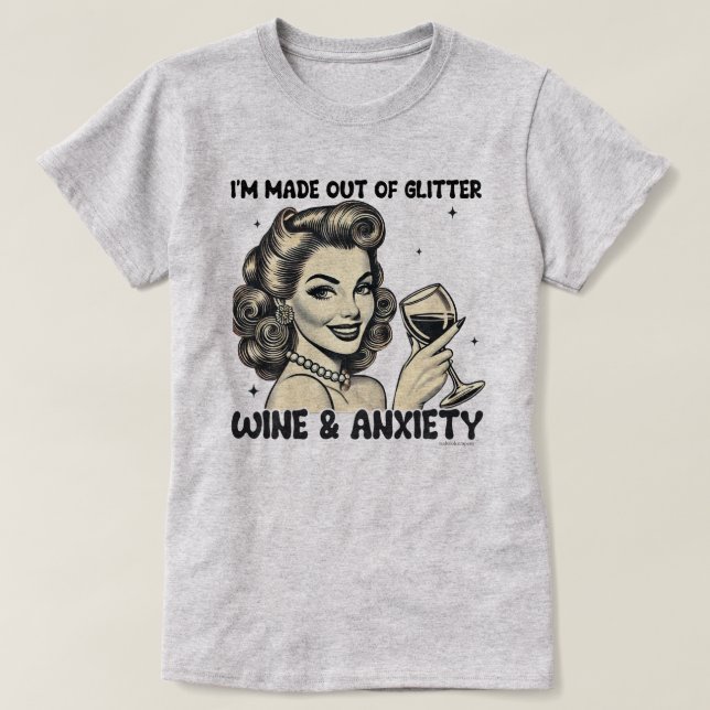 Made out of Glitter Retro Graphic T-Shirt Funny  (Design Front)