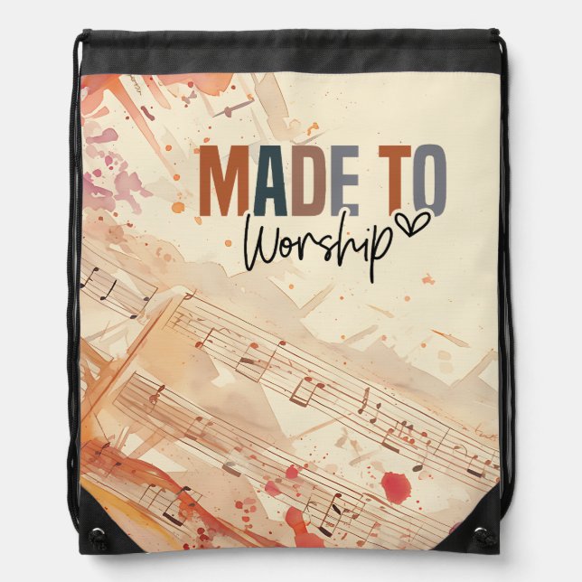 Made to Worship Inspirational Christian Quote Drawstring Bag (Front)