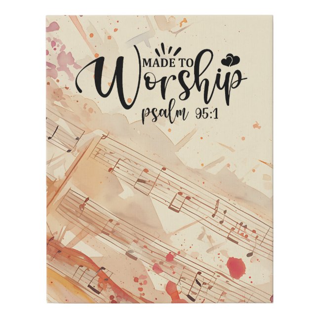 Made to Worship Inspirational Christian Quote Faux Canvas Print (Front)