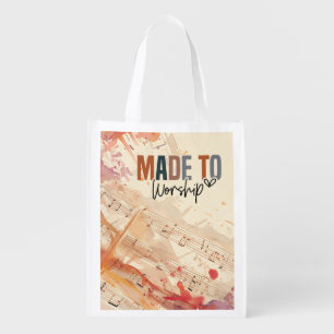 Made to Worship Inspirational Christian Quote Grocery Bag