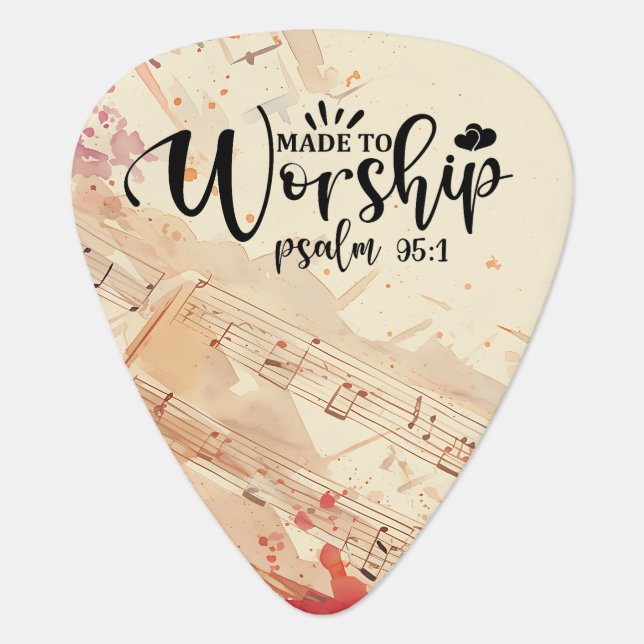 Made to Worship Inspirational Christian Quote Guitar Pick (Front)