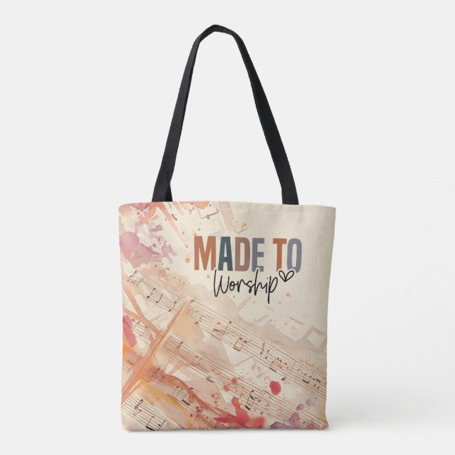Made to Worship Inspirational Christian Quote Tote Bag (Back)