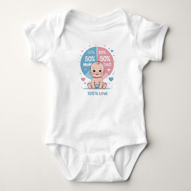 Made with 50% Mom, 50% Dad, 100% Love Baby Bodysuit (Front)
