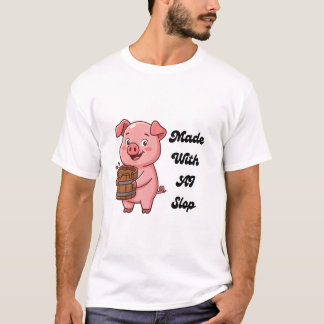 Made With AI Slop Funny Pig Tech Meme T-Shirt