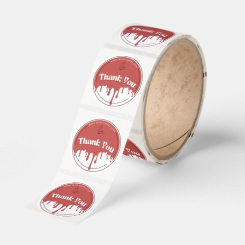 Made With Coffee Love Thank You Sticker
