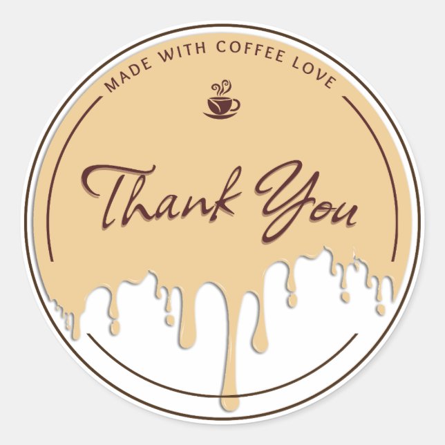 Made With Coffee Love Thank You Sticker (Front)