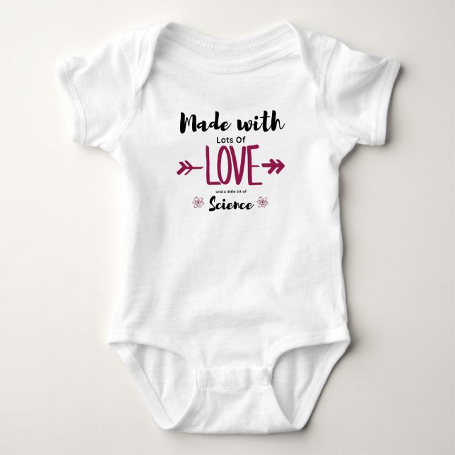 Made With Lots of Love & A Little Science IVF  Baby Bodysuit (Front)