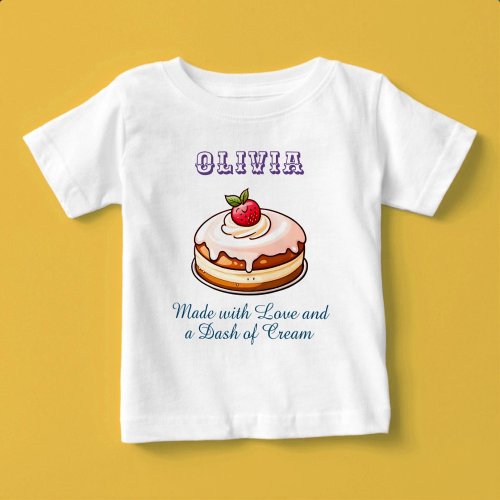 Made with Love and a Dash of Cream Custom Name Baby T_Shirt