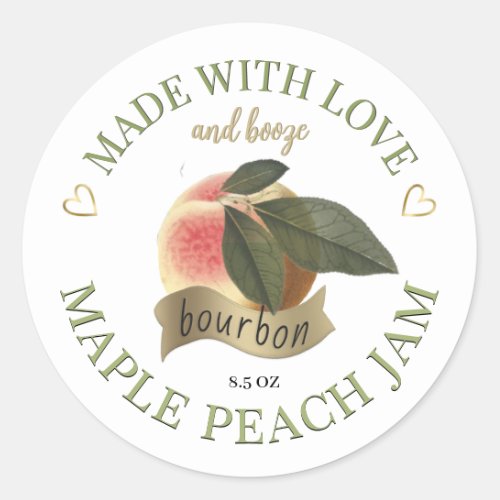 Made with Love and Bourbon Maple Peach Jam Label