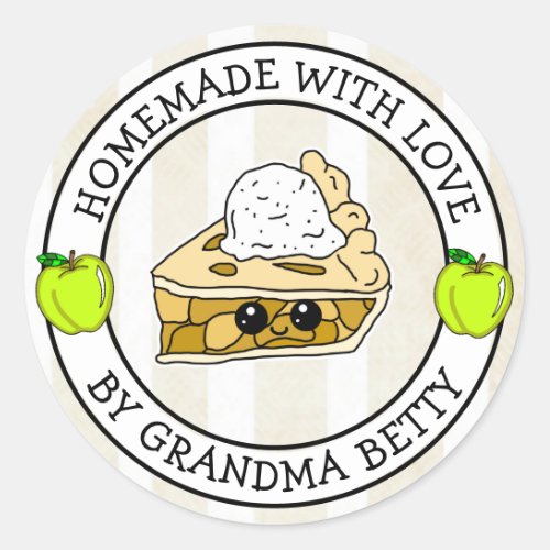 Made with Love Apple Pie Homemade Home Baked Classic Round Sticker