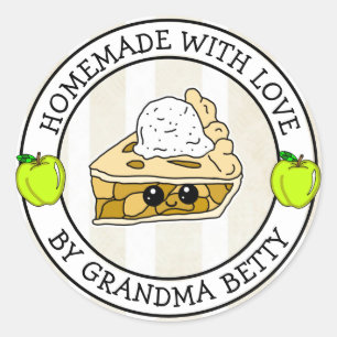 Made with Love, Apple Pie, Homemade Home Baked Classic Round Sticker