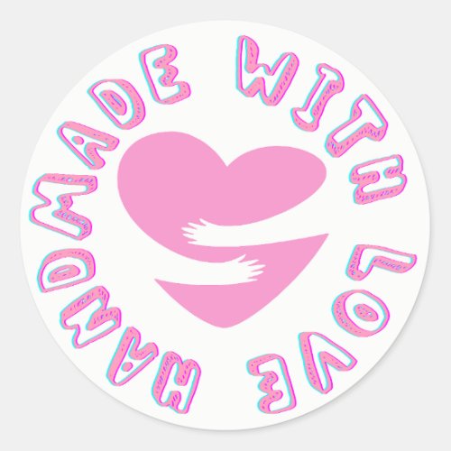 Made with love arms wrapped around heart sticker 