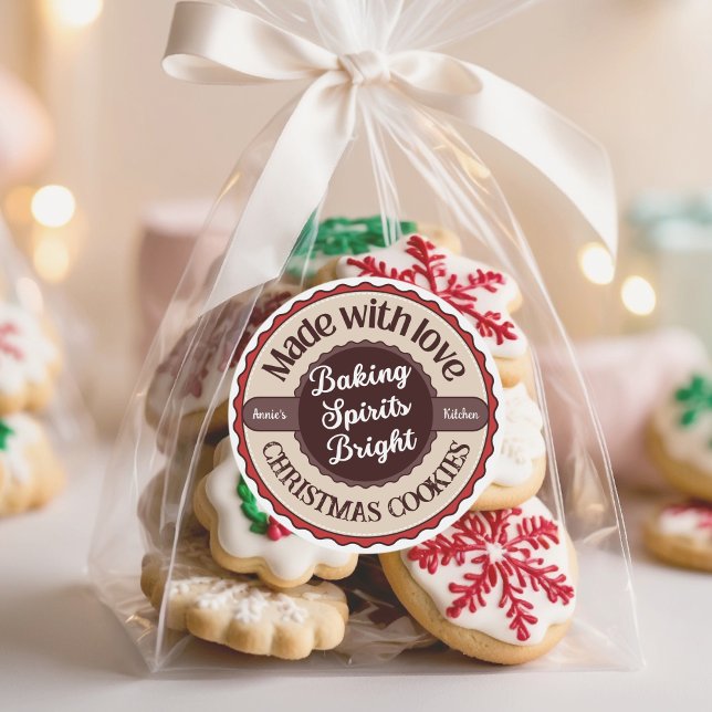 Made with Love Baking Spirits Bright Christmas Classic Round Sticker (Creator Uploaded)