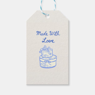Made With Love Blue And White Wedding Favor Gift Tags