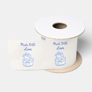 Made With Love Blue And White Wedding Favor Satin Ribbon