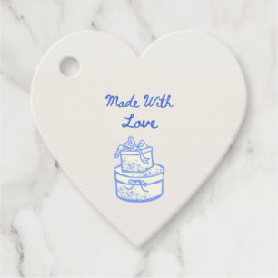 Made With Love Blue And White Wedding Favor Tags