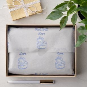 Made With Love Blue And White Wedding Favor Tissue Paper