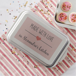 Made with love blush pink custom name heart   cake pan