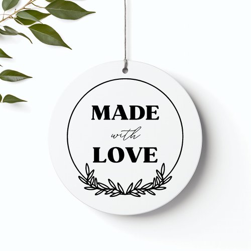 Made With Love Botanical Circle Heart Product Rubber Stamp