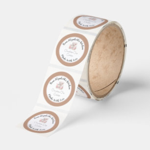 Made With Love Brown Floral Mixer Home Baked Gift Classic Round Sticker