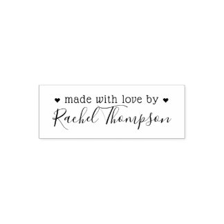 Made With Love By Custom Script Name Personalized Self-inking Stamp