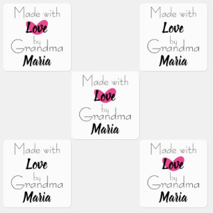 Made with Love by Grandma Pink Heart Kids' Labels