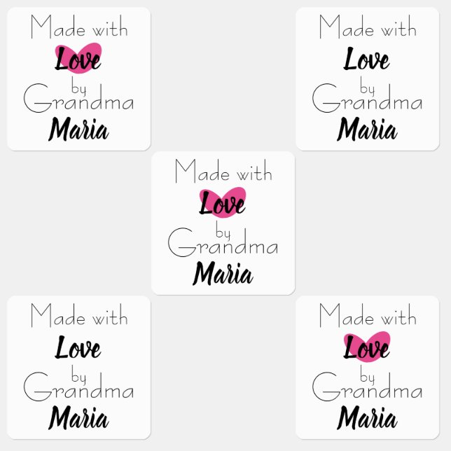 Made with Love by Grandma Pink Heart Kids' Labels (Group)