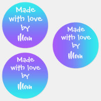 "Made With Love By Mom" Teal to Purple Labels