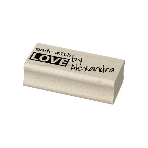 Made with Love by Simple Stylish Text Custom Name Rubber Stamp