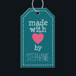 Made With Love By You - hot pink and blue Gift Tags<br><div class="desc">A whimsical,  personalized tag for all your handmade items.</div>